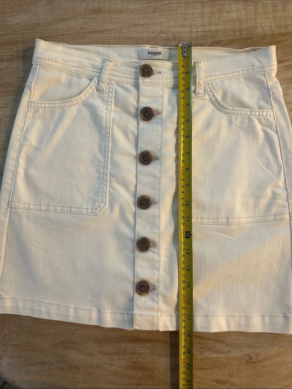 Kensie White Button-Front Mini Skirt with Patch Pockets